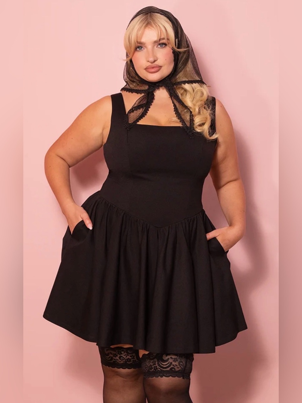 BOMBSHELL SWING DRESS IN BLACK MINI - VIXEN BY MICHELINE PITT